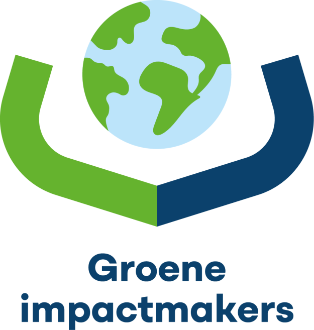 Groene impactsmakers logo met wereldbol