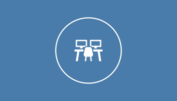 Icoontje bureau met beeldschermen