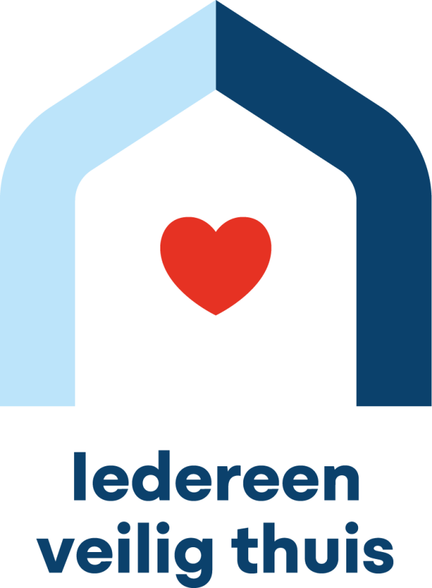 Iedereen veilig thuis logo met hartje en thuis