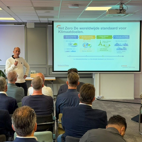 Seminar over verduurzaming van zorgvastgoed in Nederland georganiseerd door Hanab Installation Technology en Kieback&Peter met experts uit de zorg- en installatiesector.