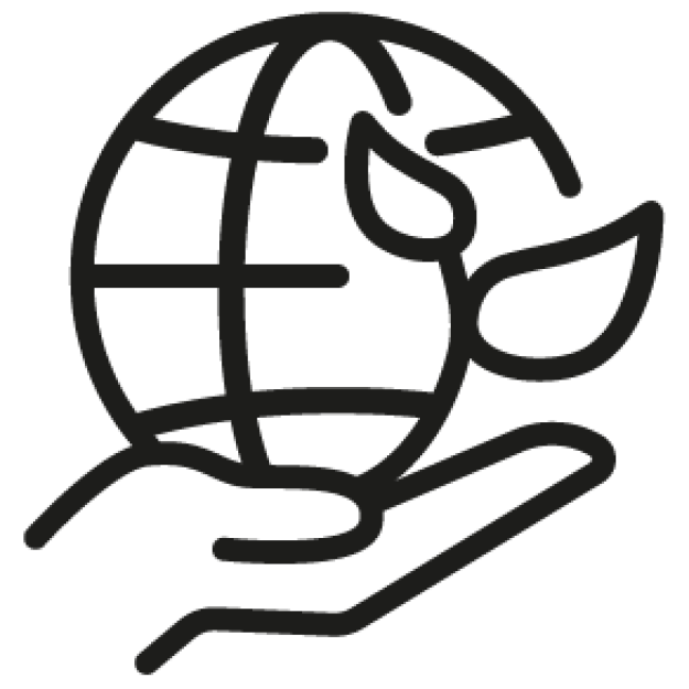 Icoontje Toekomstgericht (Hand, Wereldbol, Duurzaam)