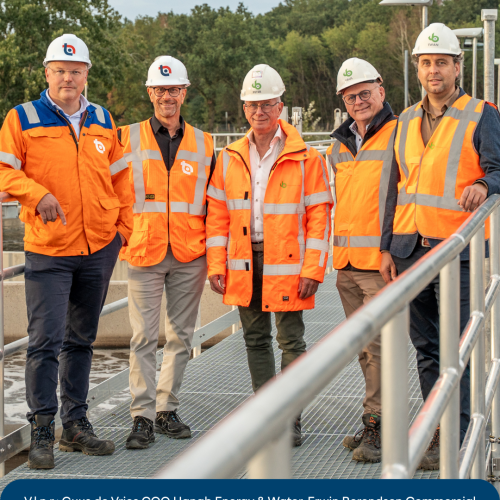 V.l.n.r.: Guus de Vries COO Hanab Energy & Water, Erwin Berendsen Commercial Director Hanab, Peter van Boekel, Directie Van Boekel, Paul van Boekel, Directie Van Boekel, Twan Spanjers, Directie Van Boekel