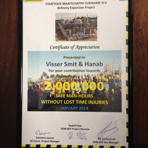 2014-01-30 SUR 2 miljoen Saftey hours achieved.jpg